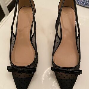 Draper James Black Polka Dot Bow Heels